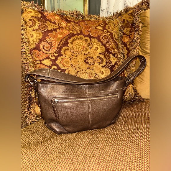 Y2K COACH #15065 Pebbled Brown Leather Duffel Shoulder Bag